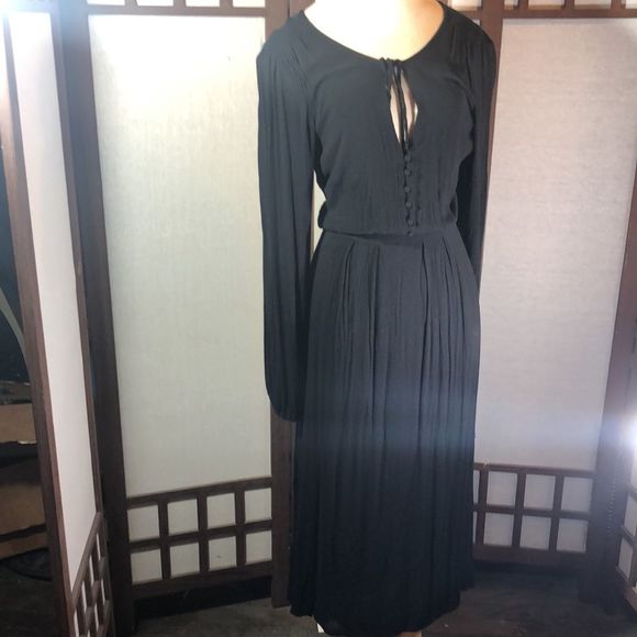 Free People Black Flowing Wednesday Addams Dress Deep V Neck Hocus Pocus Sz 2 - Picture 2 of 16